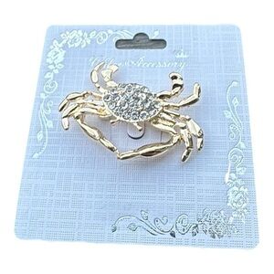 3/$25 Chloe Accessory Gold Tone Cancer Zodiac Crab Pin Brooch
